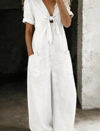 Miya | V Neck Short Sleeve Jumpsuit