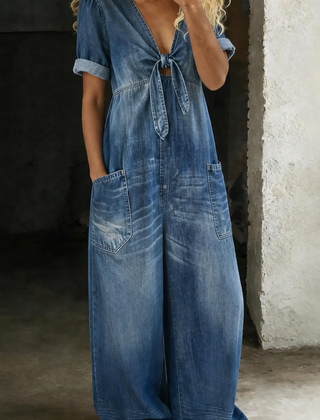 Miya | V Neck Short Sleeve Jumpsuit
