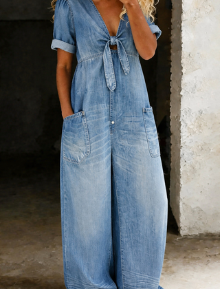 Miya | V Neck Short Sleeve Jumpsuit