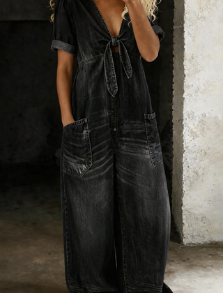 Miya | V Neck Short Sleeve Jumpsuit