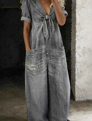 Miya | V Neck Short Sleeve Jumpsuit