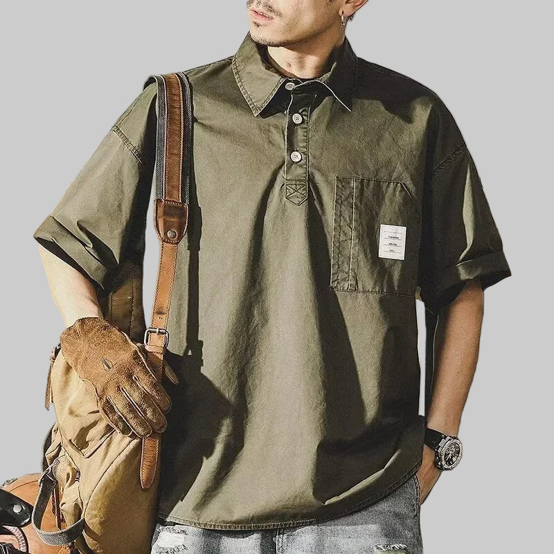 Men's Short-Sleeve Button-Down Polo Shirt