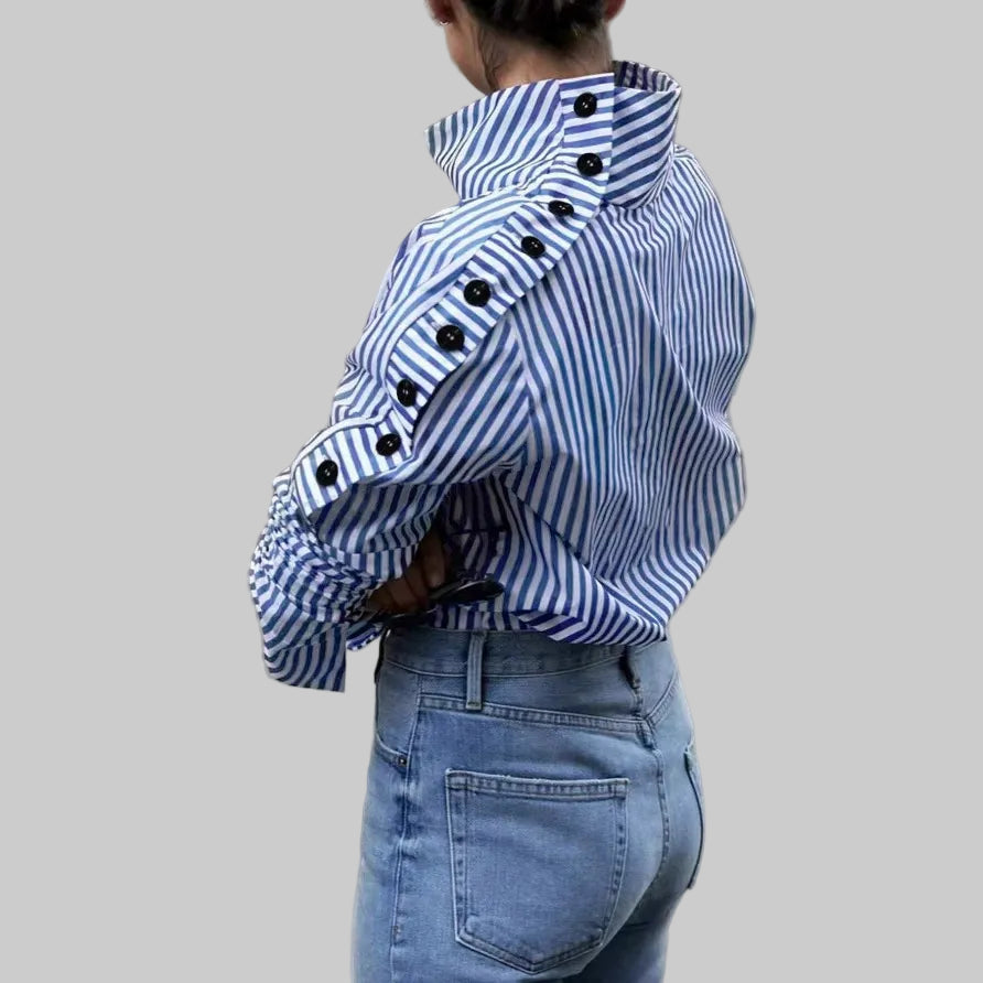 Women's Striped Button-Detail Top