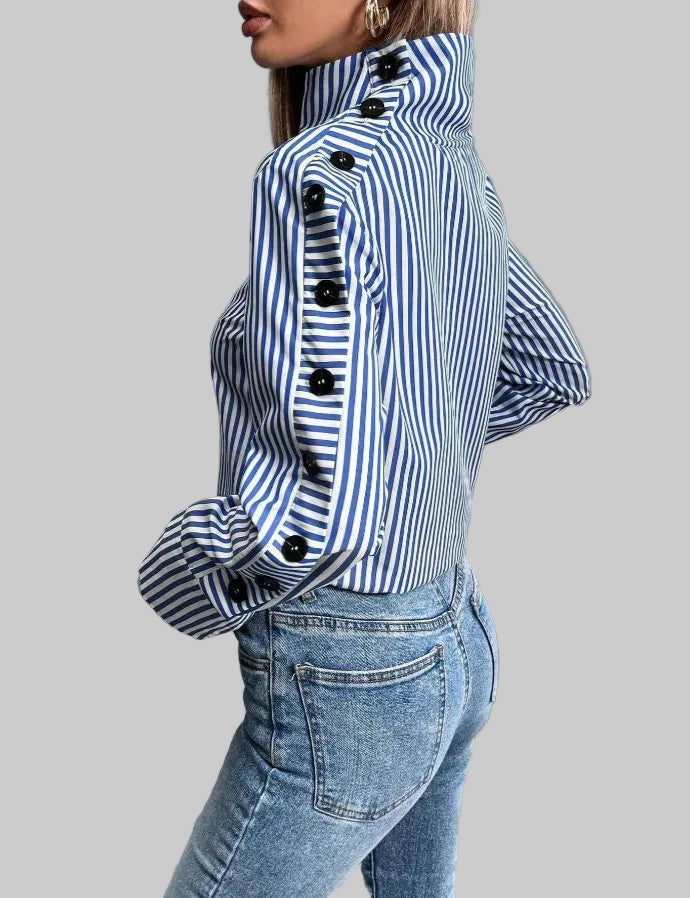 Women's Striped Button-Detail Top