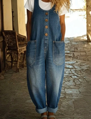 Nancy | Vintage Washed Cotton Denim Overalls