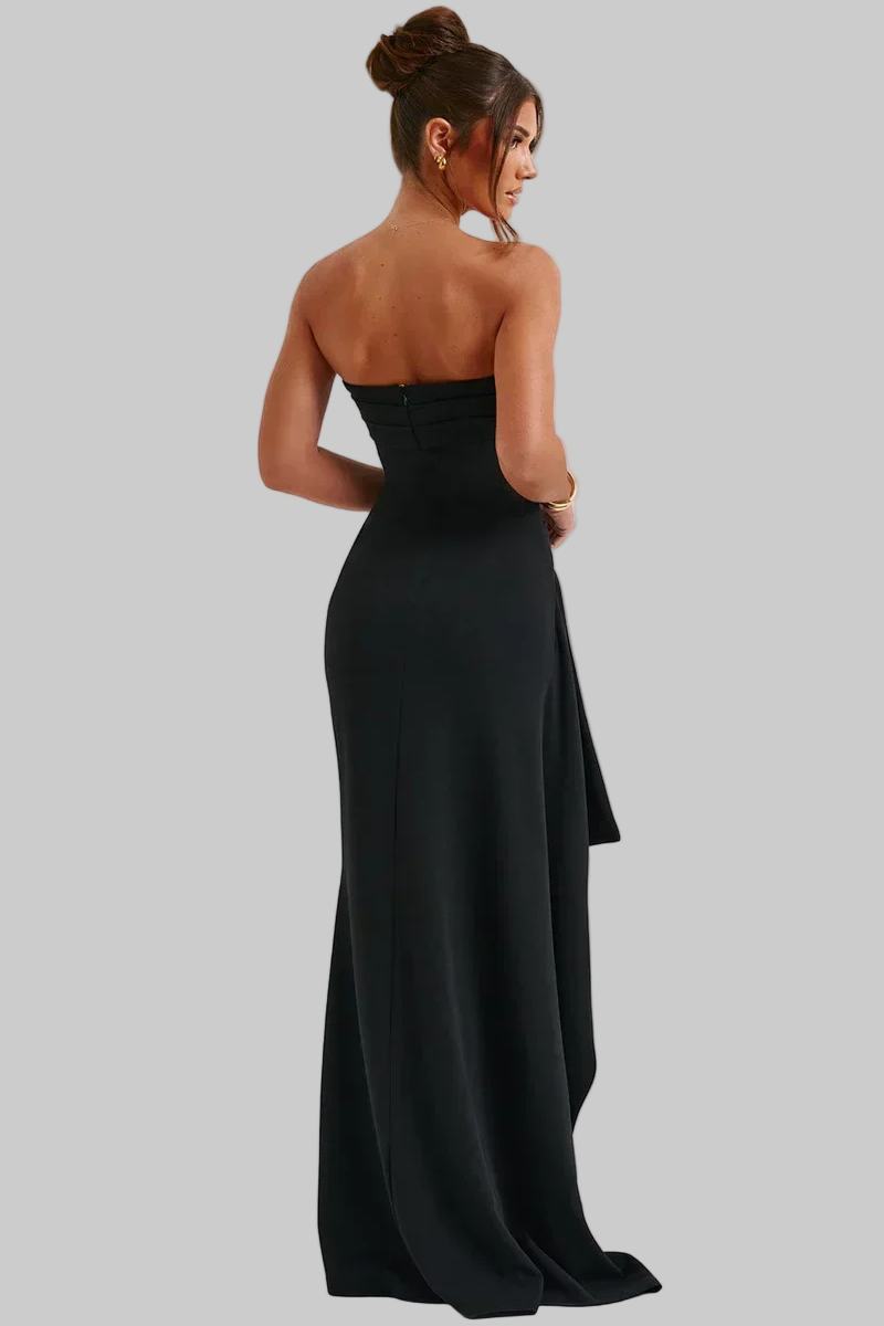 Women's Strapless Maxi Dress with Twist Detail