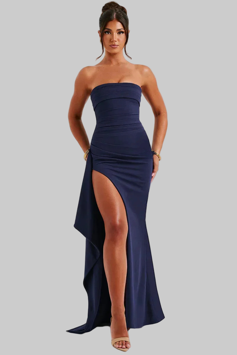 Women's Strapless Maxi Dress with Twist Detail